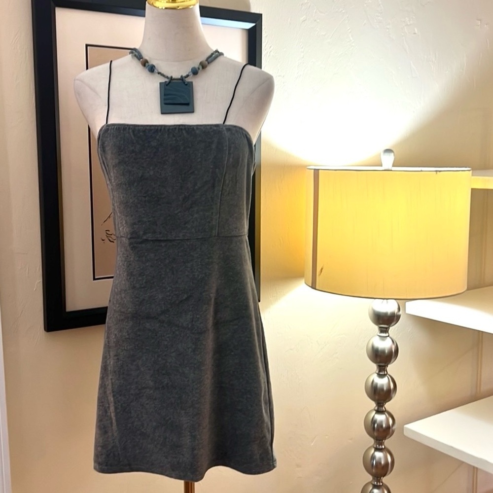 Lunachix Velour Grey,Tank Top Dress, Zumiez Gray Sleeveless Dress,EUC,Size Large